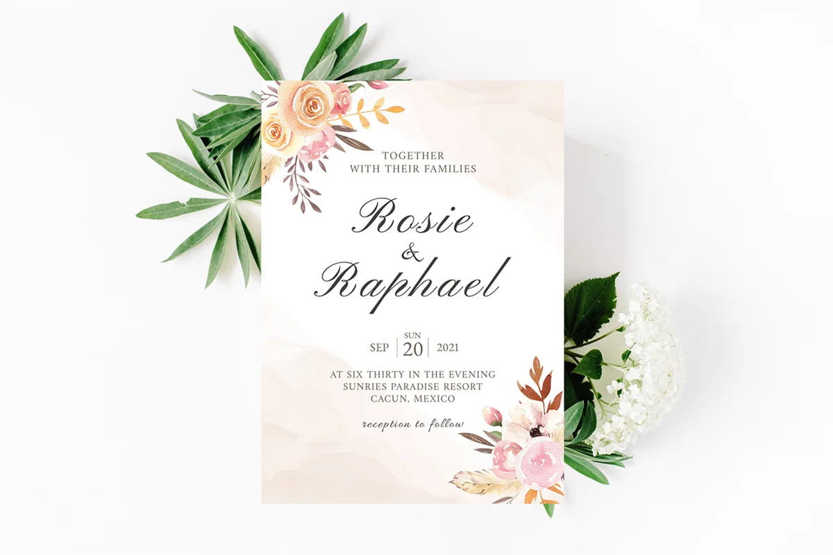 Blush Watercolor Wedding Invitation Template Preview 2