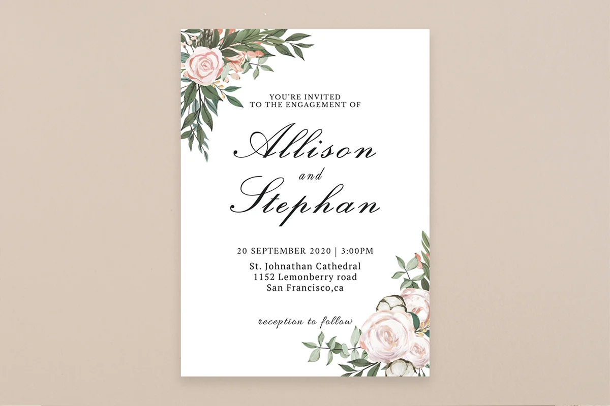 Dusty Rose Floral Wedding Invitation Template V2 Preview 2