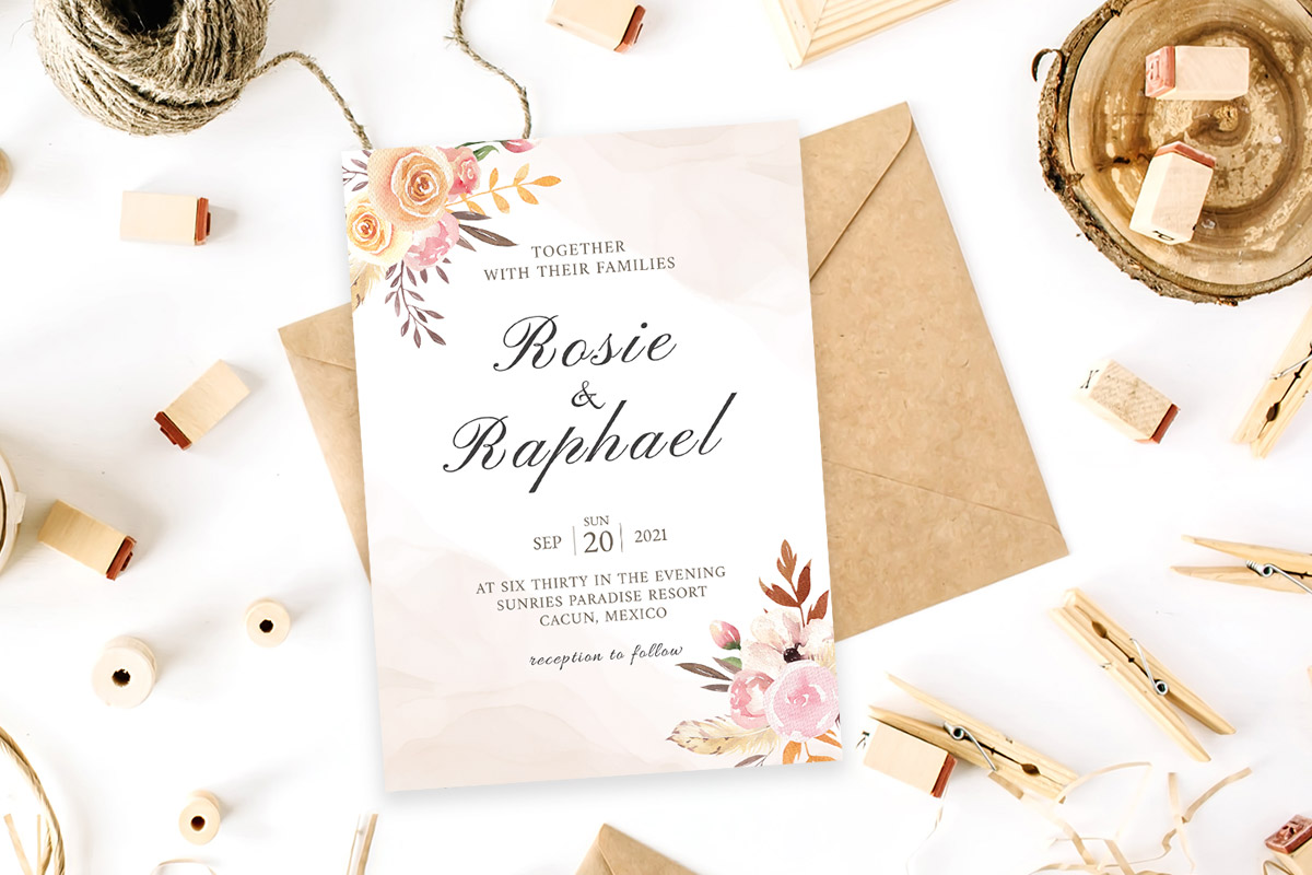 Free Blush Watercolor Wedding Invitation Template