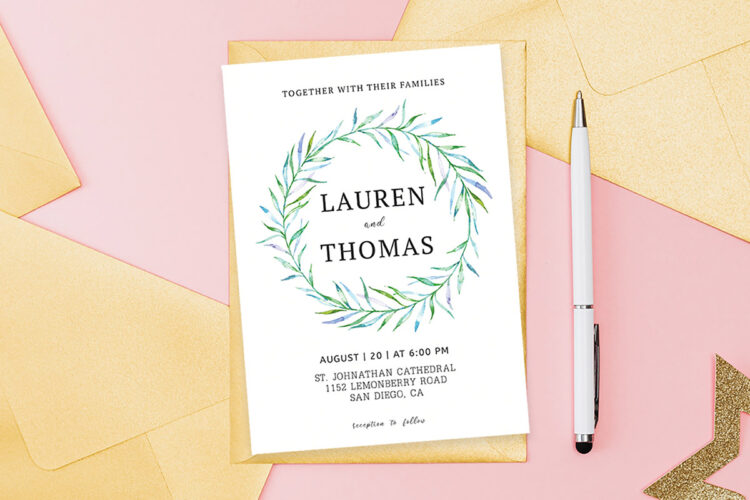 Simple Floral Wedding Invitation Template Feature