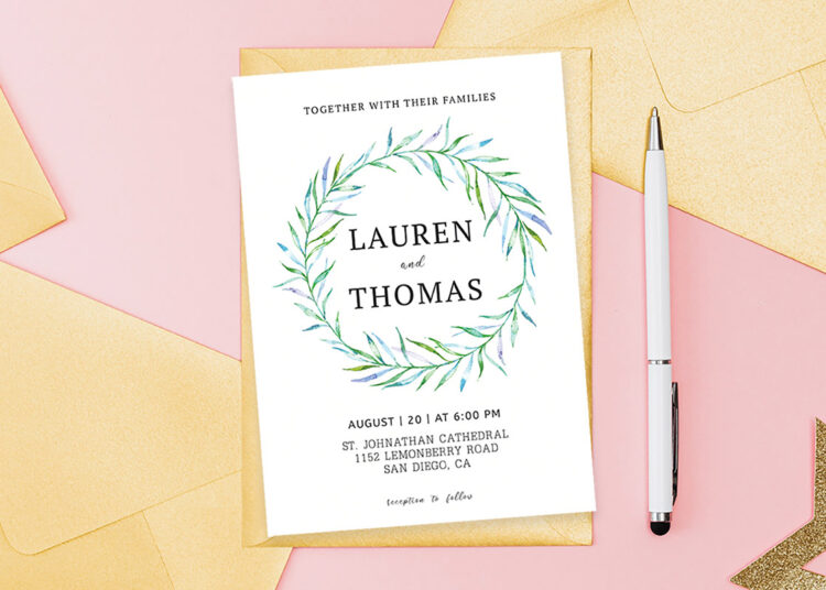 Simple Floral Wedding Invitation Template Feature
