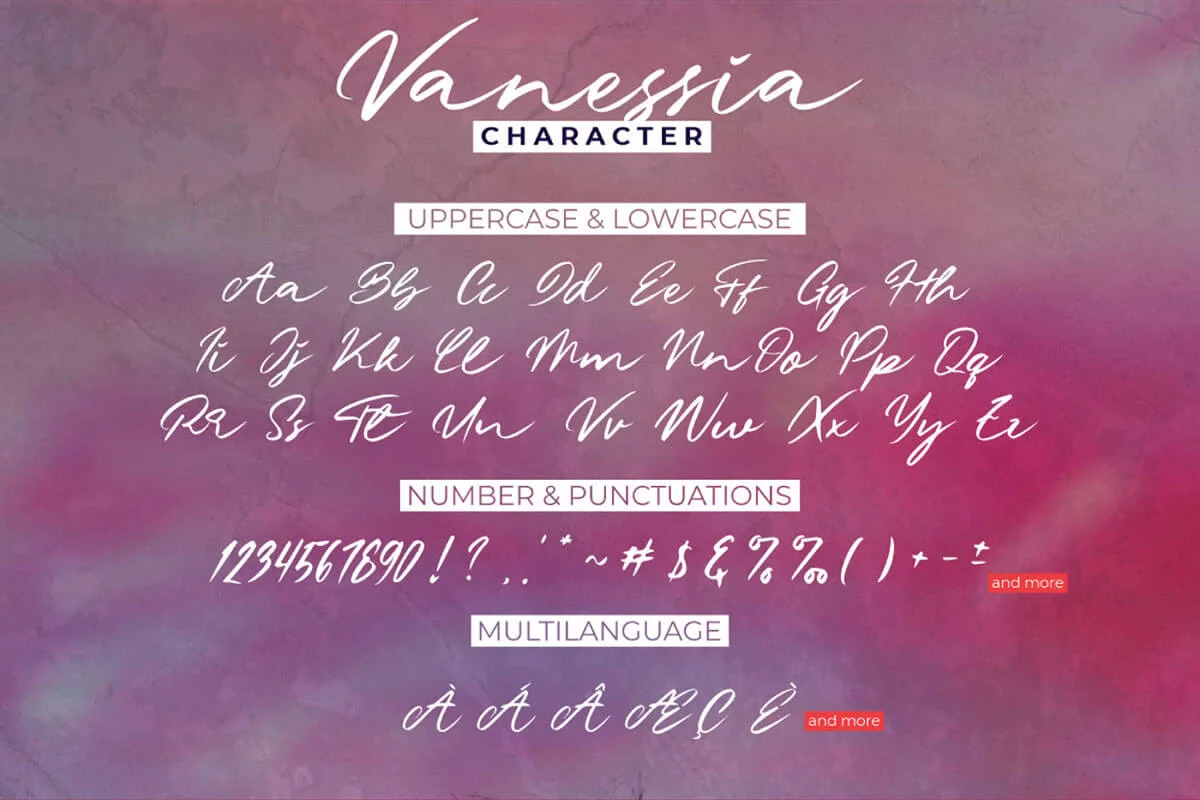 Vanessia Script Font Preview 1