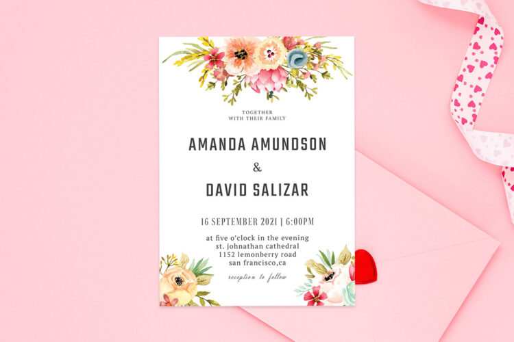 Watercolor Floral Wedding Invitation Template V2 Feature
