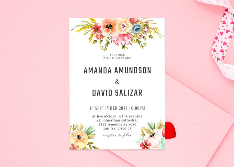 Watercolor Floral Wedding Invitation Template V2 Feature