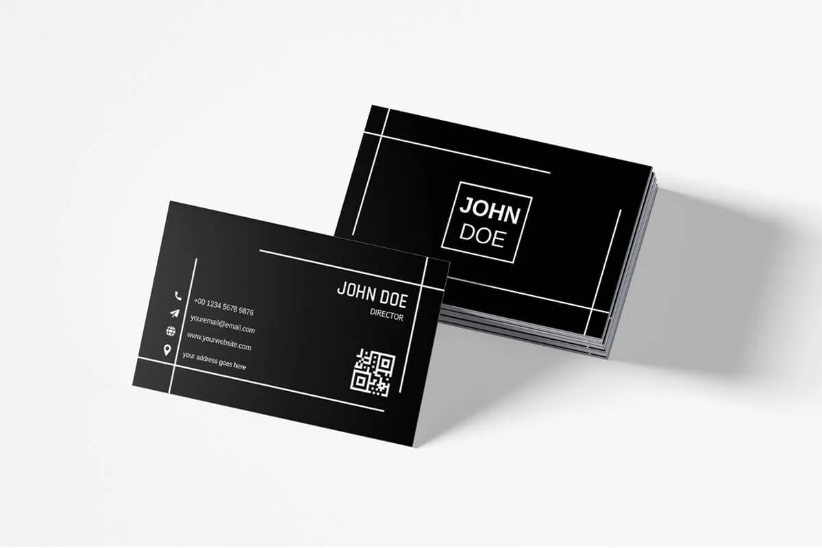 Black Innovative Minimalist Business Card Template Preview 1
