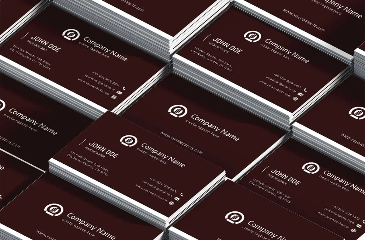 Dark Red Modern Business Card Template Preview 3