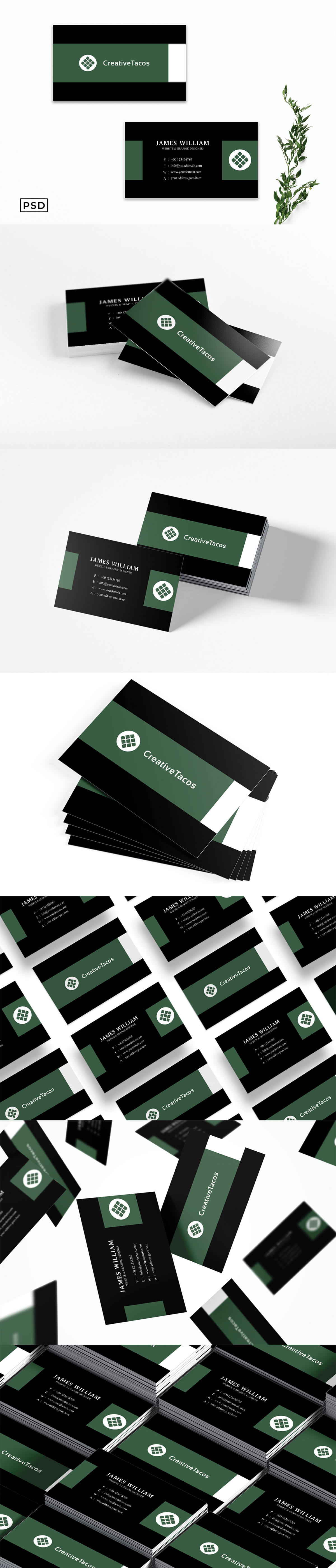 Free Dark Green Minimal Business Card Template