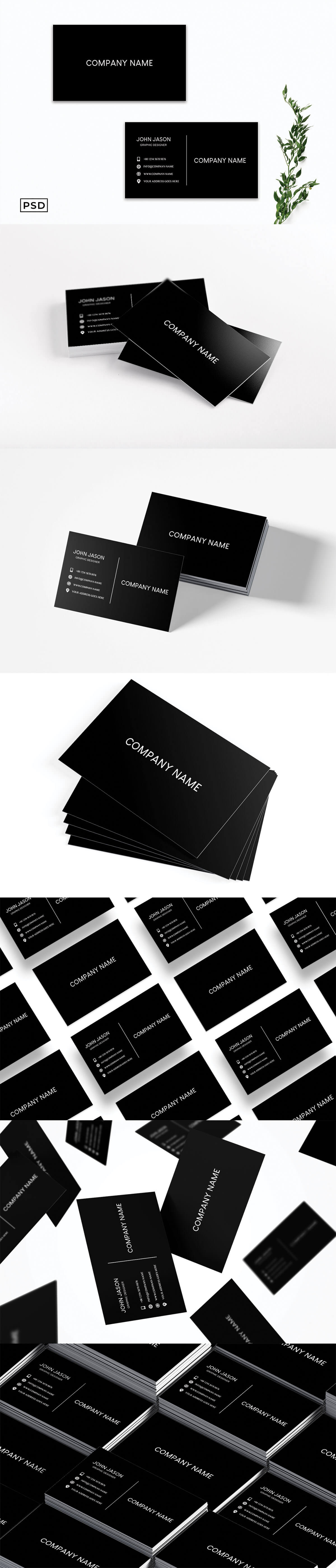 Free Simple Black Minimalist Business Card Template