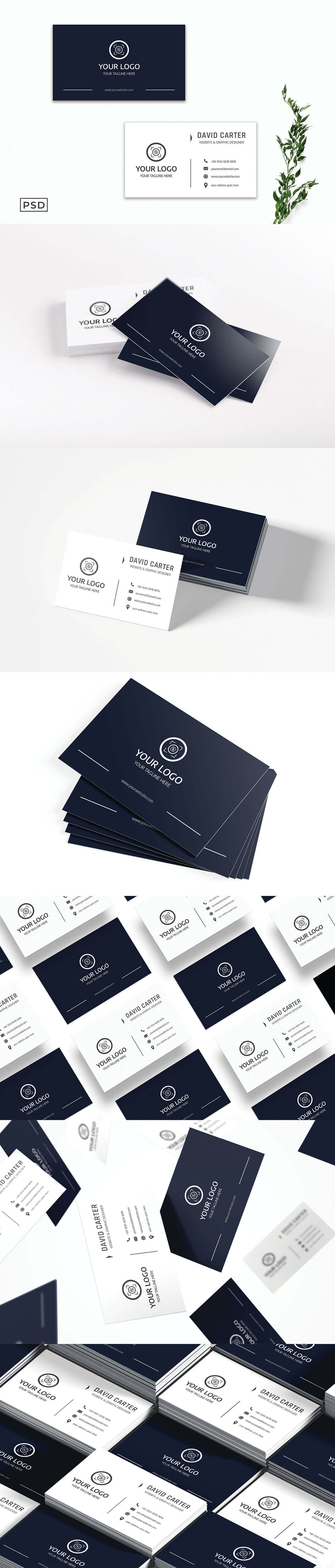 Free Sober Blue & White Business Card Template