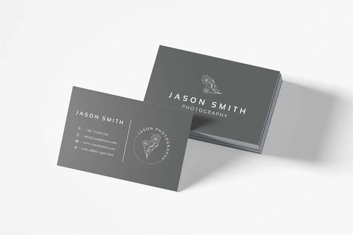Sober Grey Minimal Business Card Template Preview 1