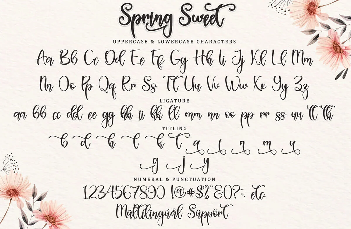 Spring Sweet Calligraphy Font Preview 5