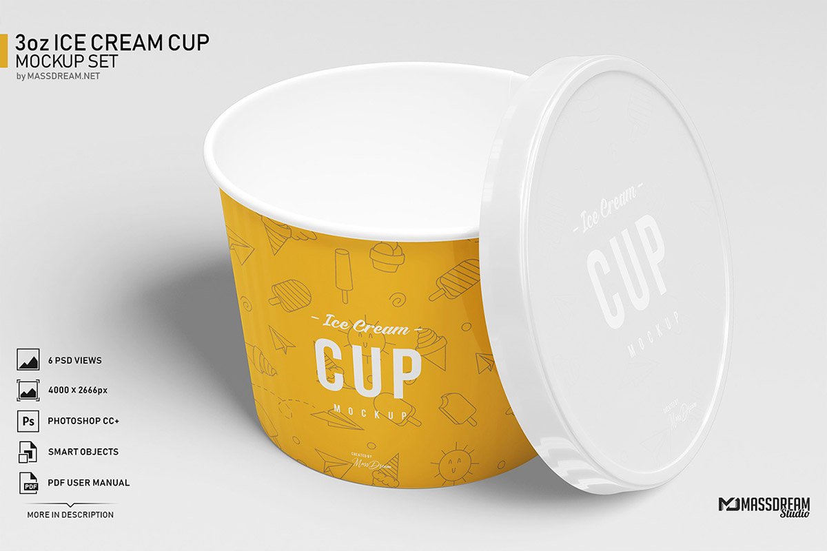 Free 3oz Ice Cream Cup Mockup Set