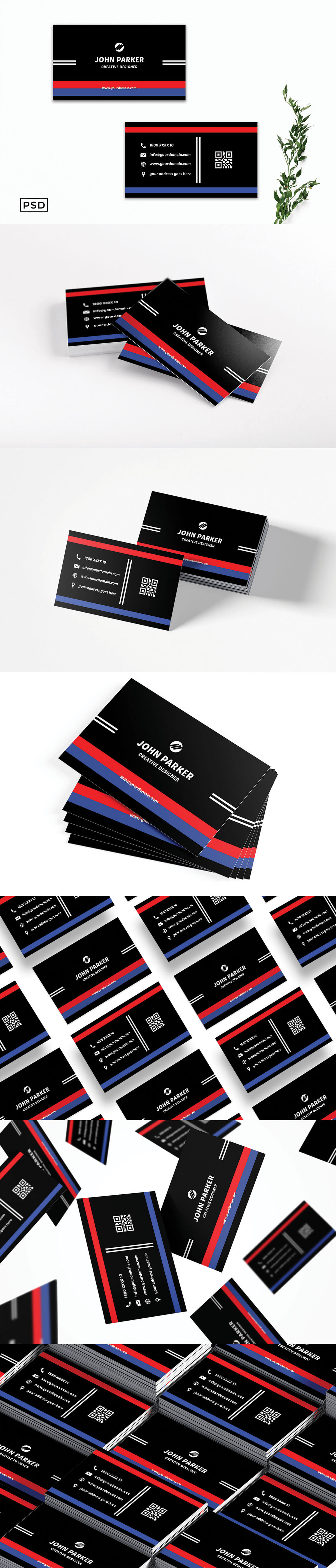 Blue and Red Minimal Business Card Template