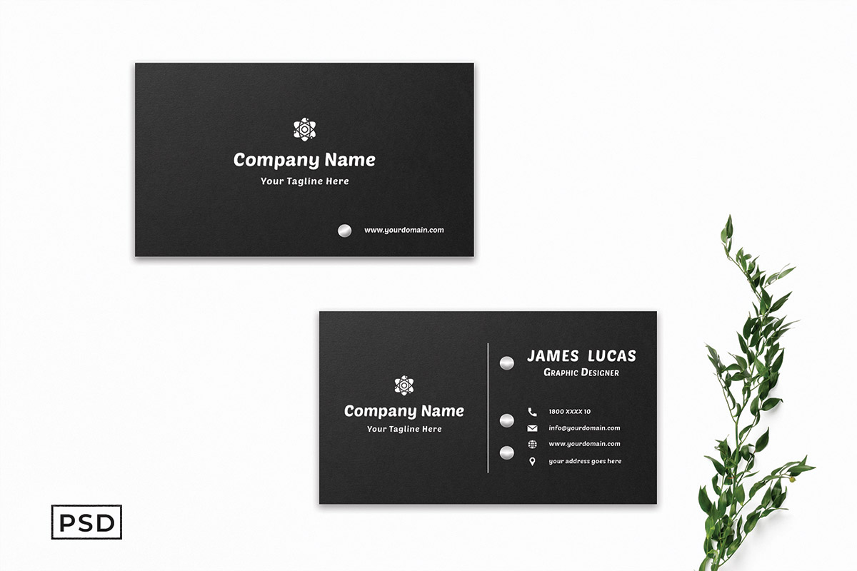 Free Modern Black Minimal Business Card Template