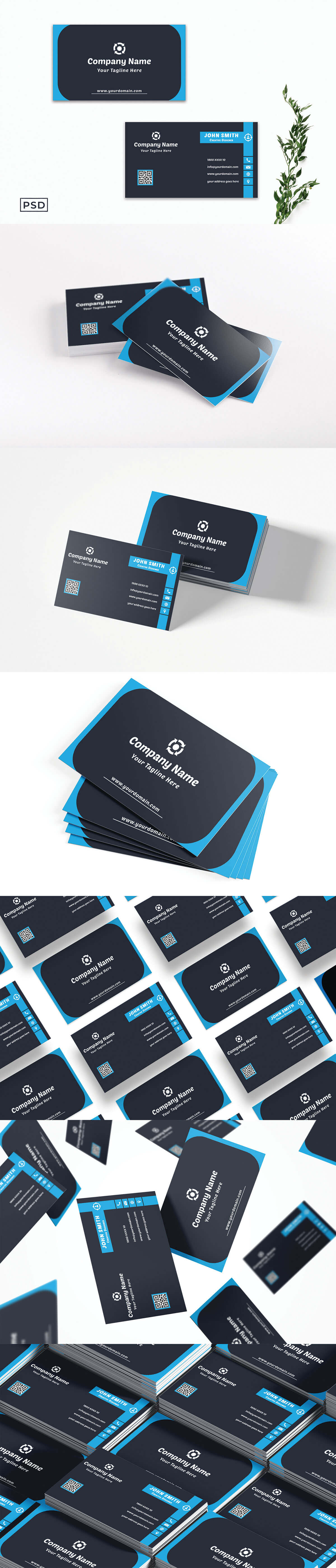 Free Modern Blue Business Card Template V2