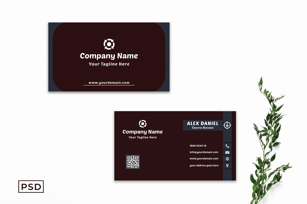 Free Sober Red Modern Business Card Template