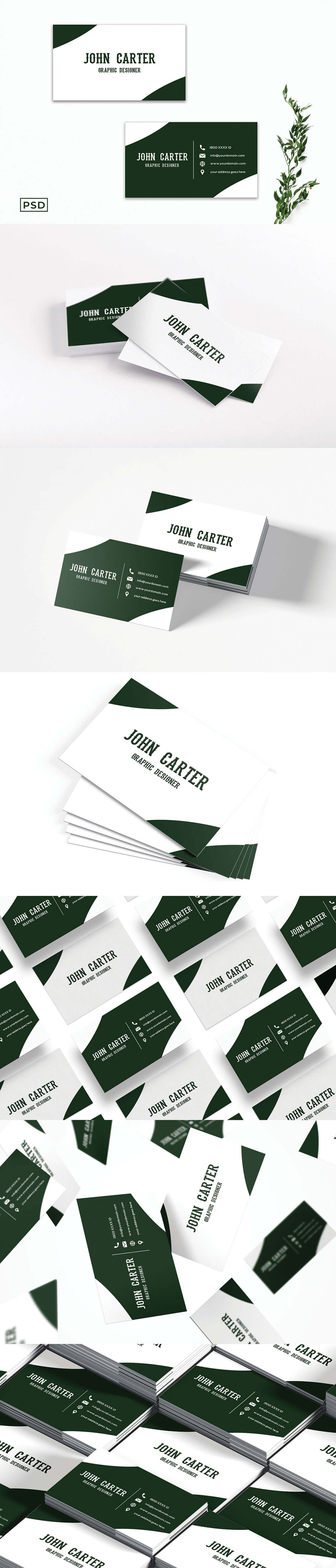 Free White and Green Business Card Template