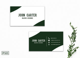 Free White and Green Business Card Template