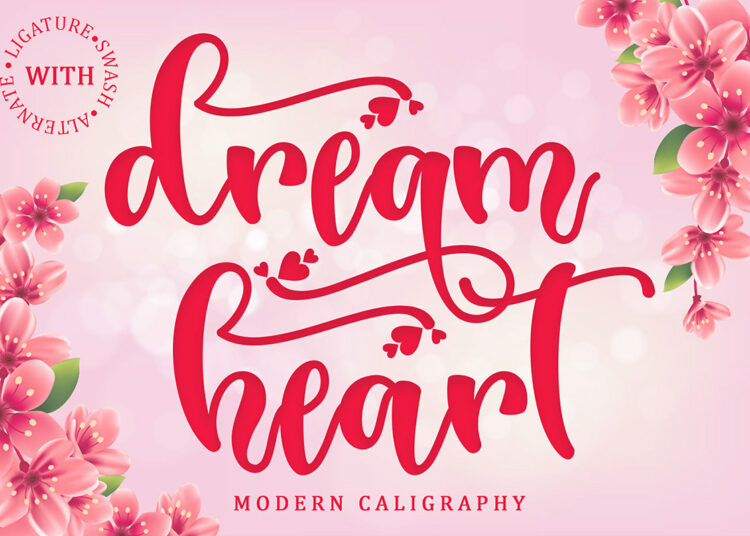 Dream Heart Calligraphy Font Feature Image