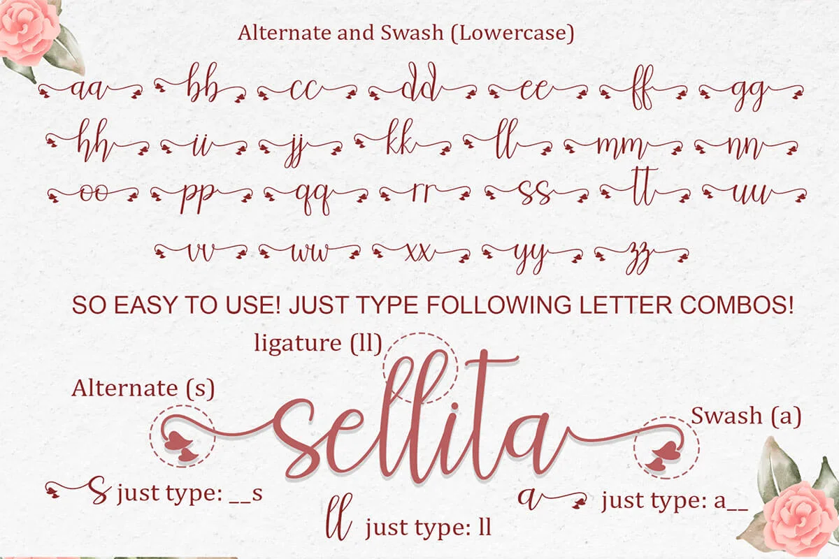 Vellia Calligraphy Font Preview 4
