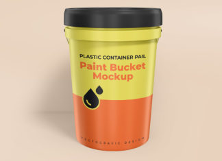 Free Plastic Container Gallon Paint Pail Mockup
