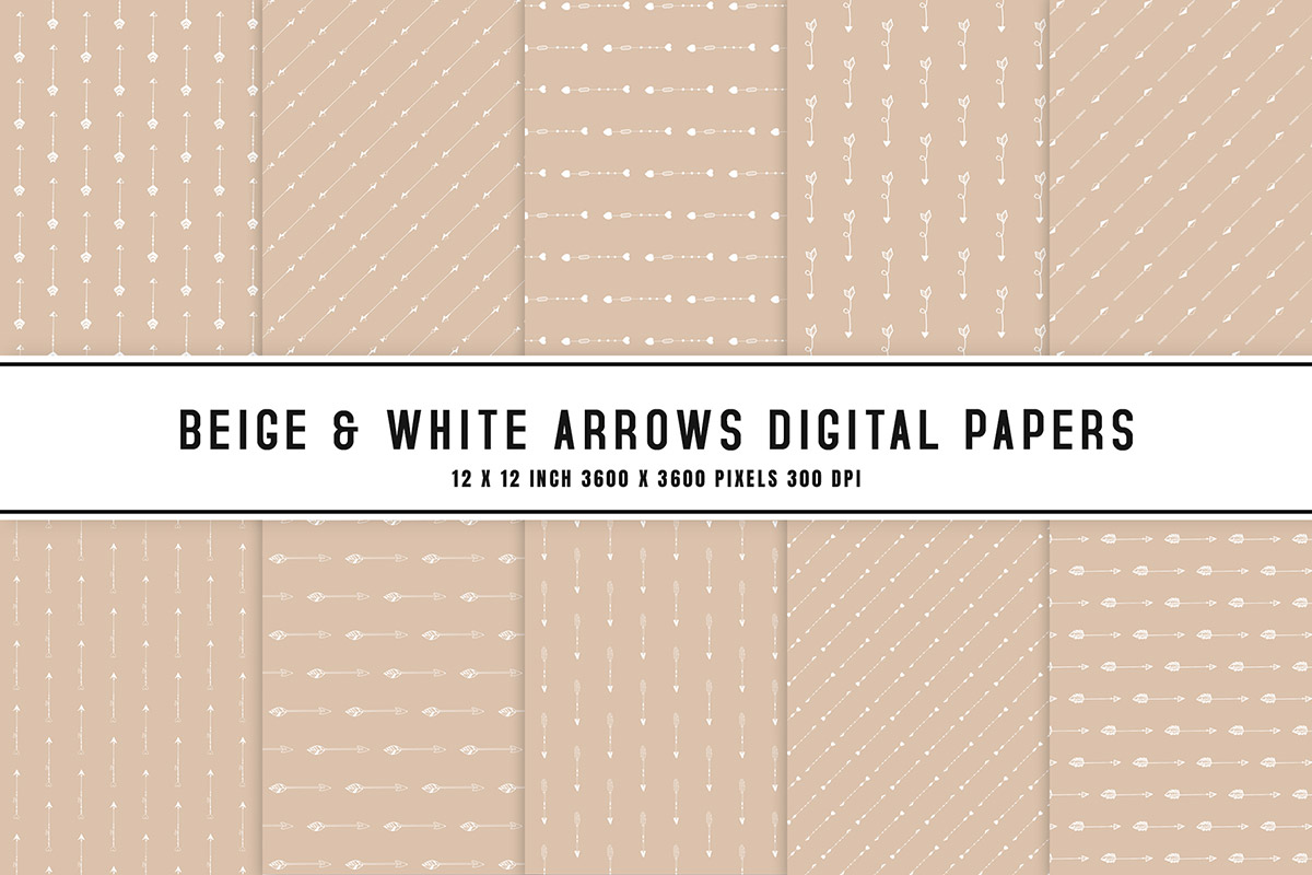 Beige & White Arrows Digital Papers