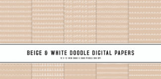 Beige & White Doodle Digital Papers