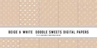 Beige & White Doodle Sweets Digital Papers