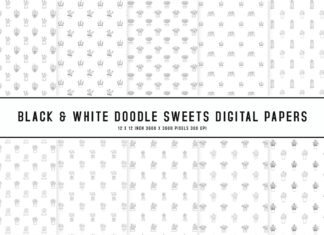 Black & White Potted Plant Digital Papers