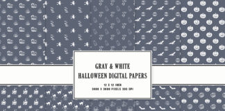 Gray & White Halloween Digital Papers