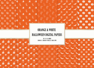 Orange & White Halloween Digital Papers