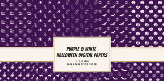 Purple & White Halloween Digital Papers
