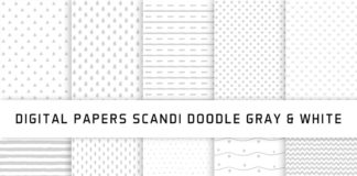 Scandi Doodle Gray & White Digital Papers