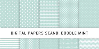 Scandi Doodle Mint Digital Papers