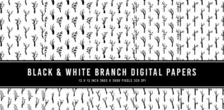 Black & White Branch Digital Papers