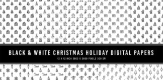 Black & White Christmas Holiday Digital Papers