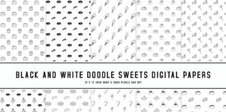 Black and White Doodle Sweets Digital Papers