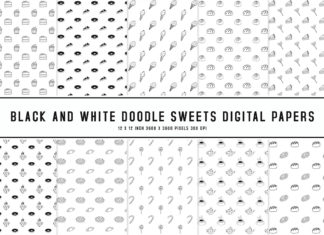 Black and White Doodle Sweets Digital Papers