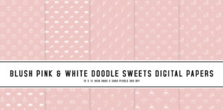 Blush Pink & White Doodle Sweets Digital Papers