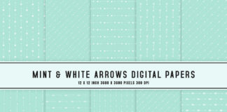 Mint & White Arrows Digital Papers