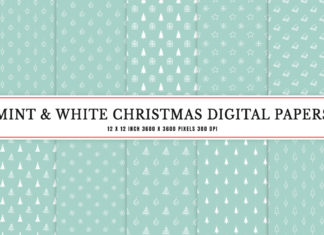 Mint & White Christmas Digital Papers
