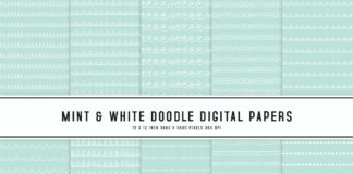 Mint & White Doodle Digital Papers