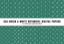 Sea Green & White Botanical Digital Papers