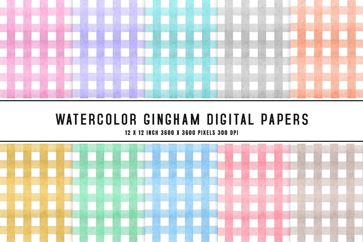 Watercolor Gingham Digital Papers