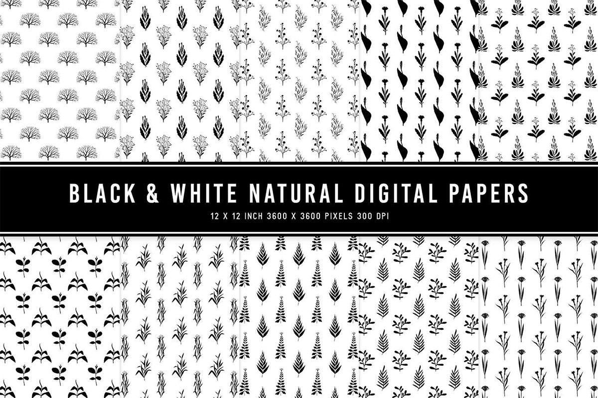 Black & White Natural Digital Papers