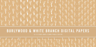 Burlywood & White Branch Digital Papers