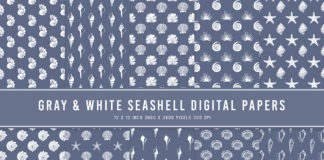 Gray & White Seashell Digital Papers
