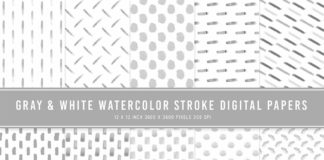 Gray & White Watercolor Stroke Digital Papers