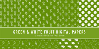 Green & White Fruit Digital Papers