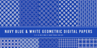 Navy Blue & White Geometric Digital Papers